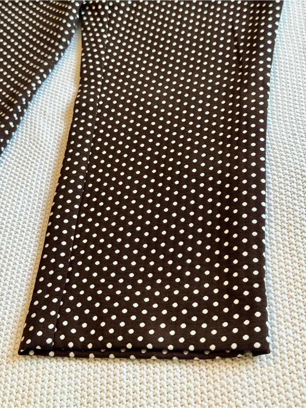 CHICOS Fabulously Slimming Stretch Chocolate Brown White Polka Dot Cropped Pants - Picture 7 of 16